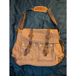 Peacechaos Canvas and Leather Shoulder Messenger Satchel Bag